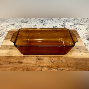 VTG Anchor Hocking Fire-King Harvest Amber Glass Loaf Pan